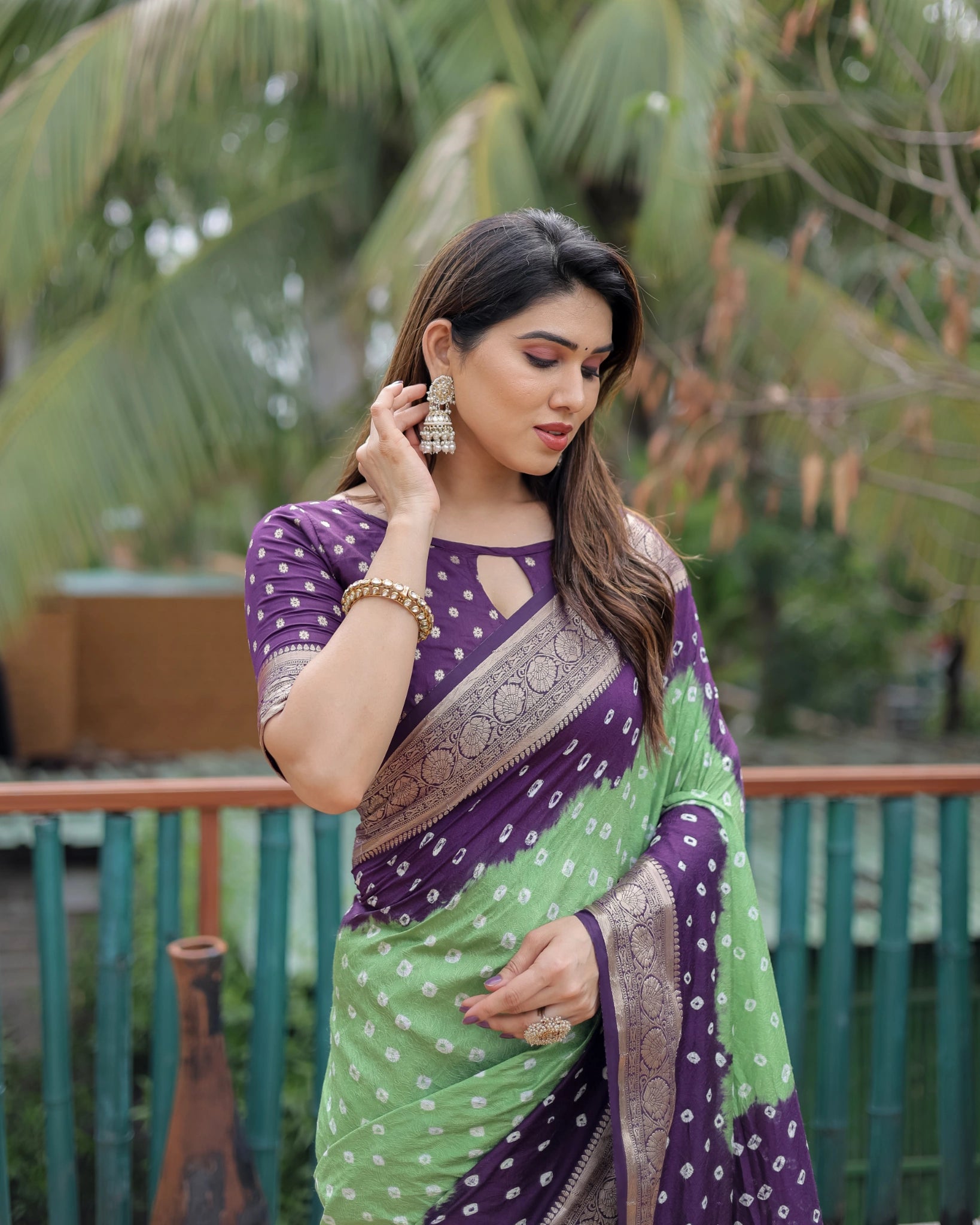 Green Paithani Weaving Saree Dola Silk Kalyanja KS387 – Front View