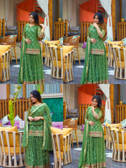 Green Sequins Embroidered Suit collage mehendi look KU263 Kalyanja