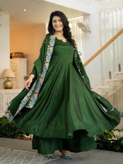 Green Anarkali Palazzo Suit KU319 flare