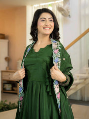 Green Anarkali Suit KU319 festive look