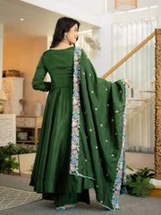 Green Anarkali Suit KU319 back view