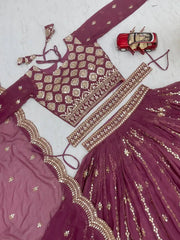 Lavender Pink Lehenga flat lay all 3 pieces choli skirt dupatta – Kalyanja KL167