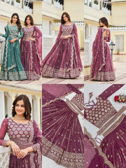 Lavender Pink Sequins Embroidered Lehenga 6-panel product collage – Kalyanja KL167