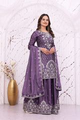 Lavender Sequins Suit Full Length Front KU276 Kalyanja