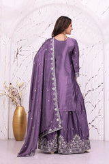 Lavender Sequins Embroidered Suit Close Up KU276 Kalyanja