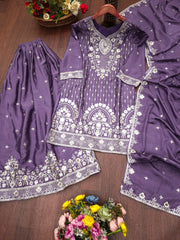 Lavender Sequins Suit Embroidery Detail KU276 Kalyanja