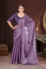 Lavender Sequins Embroidered Saree full front – KS377
