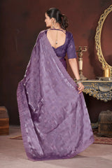 Lavender Sequins Saree back pallu view – KS377
