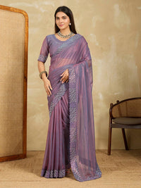 Lavender Swarovski Work Fendy Soft Net Saree
