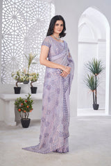 Lavender Thread Embroidered Saree Festive | Tissue Net | KS389 | Kalyanja