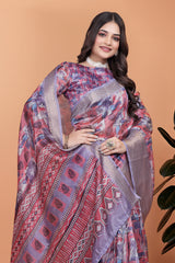 Lavender Zari Weaving Saree – Upper Body Close Up KS368