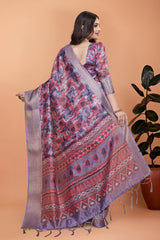 Lavender Zari Weaving Saree – Drape Side View KS368