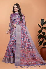 Lavender Zari Weaving Saree – Fabric Texture Premium Crystal KS368