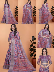 Lavender Zari Weaving Saree – All Angles Collage KS368