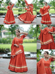 Light Orange Gota Patti Mirror Lace Lehenga All Angles Collage – KL197 – Kalyanja