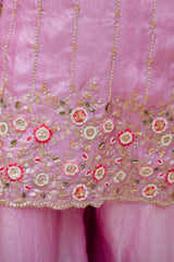 Light Pink Beads Work Suit – Palazzo Bottom and Suit Length Detail