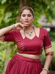 Maroon Gota Patti Lehenga Choli Close Up – KL197 – Kalyanja