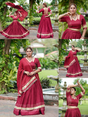 Maroon Gota Patti Mirror Lace Lehenga All Angles Collage – KL197 – Kalyanja