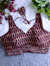 Maroon Ajarakh Cotton Printed Blouse