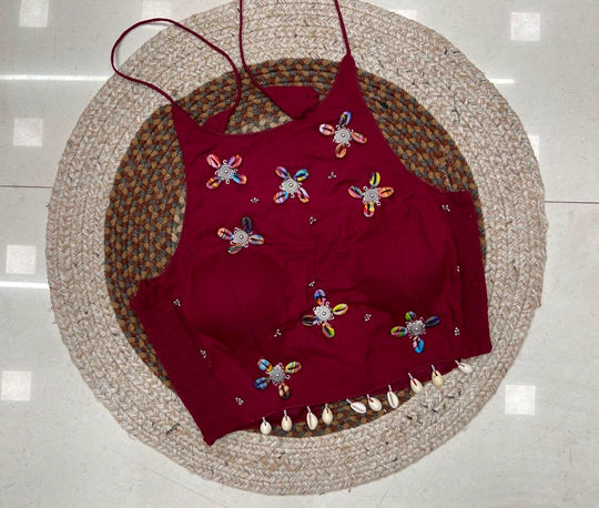 Maroon Kodi with Handwork Blouse – Kalyanja KB47