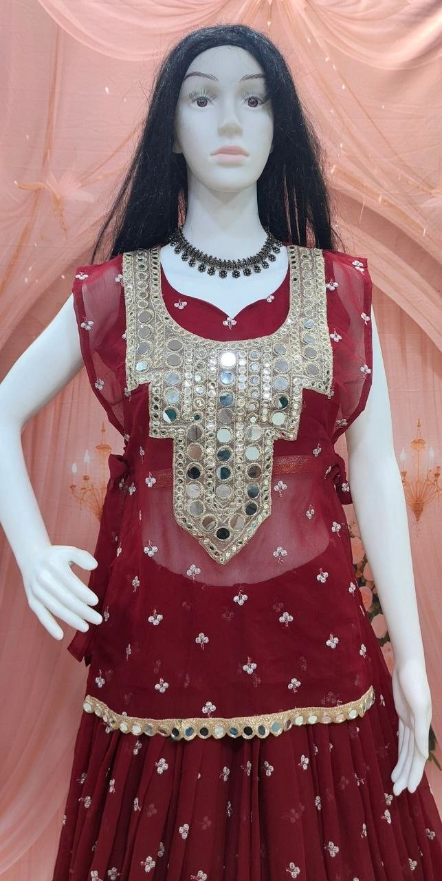 Mirror Work Choli Lehenga Close Up Mannequin – KL196 – Kalyanja
