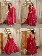 Maroon Sequins Anarkali Suit KU286 collage all views front back flat lay dupatta detail