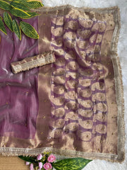Mauve Ghungroo Saree – Zari Border Detail KS405