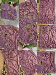Mauve Pink Beads Cutdana Work Saree Fendy Satin KS412 – all views