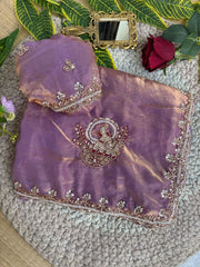 Mauve Pink Beads Cutdana Work Saree Fendy Satin KS412 – blouse and saree