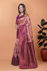 Mauve Pink Zari Weaving Saree – side view – KS396
