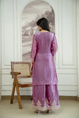 Mauve Sequins Embroidered Suit KU253 back view covered back design