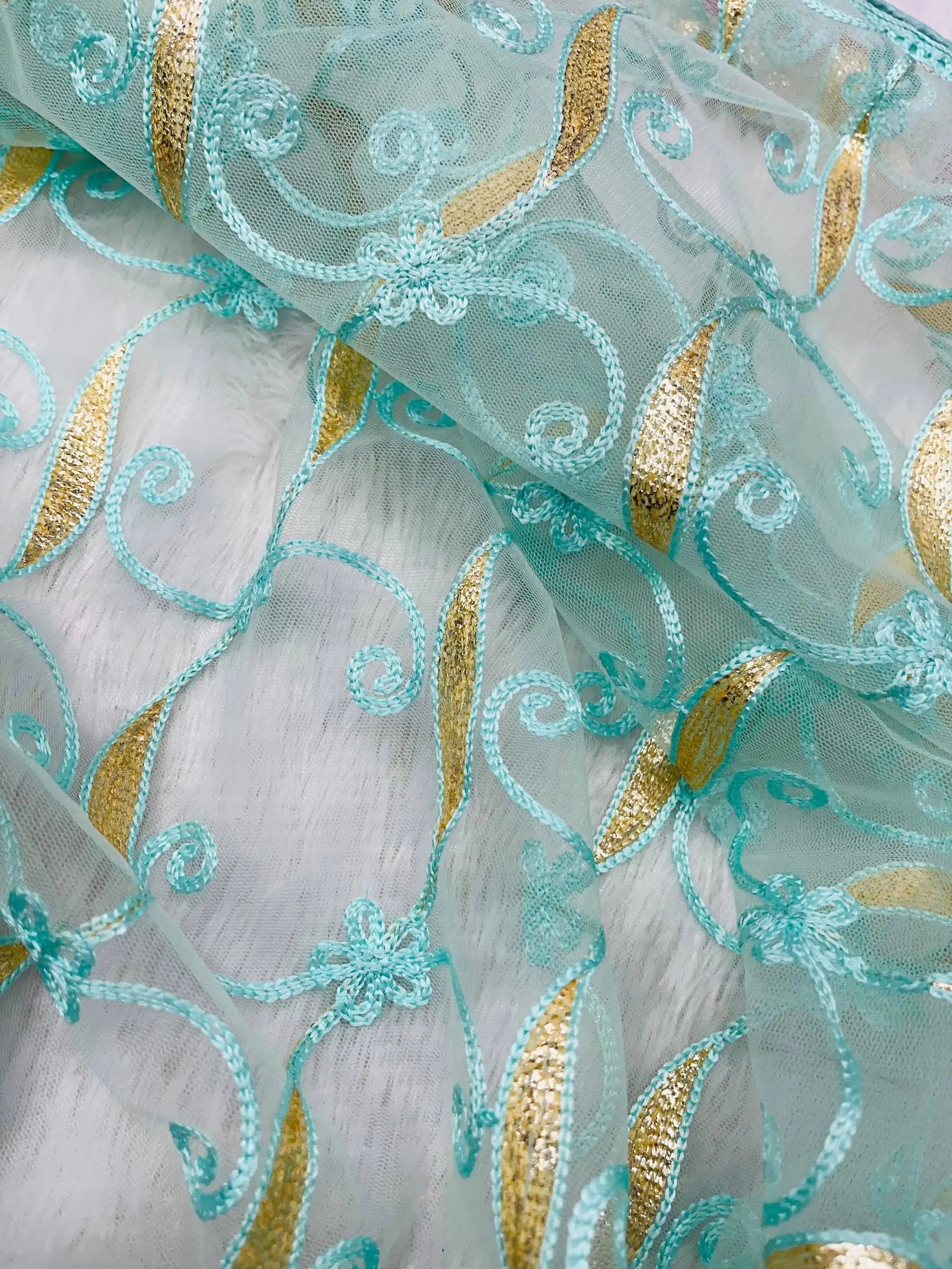 Mint Green Saree border scallop detail – KS375