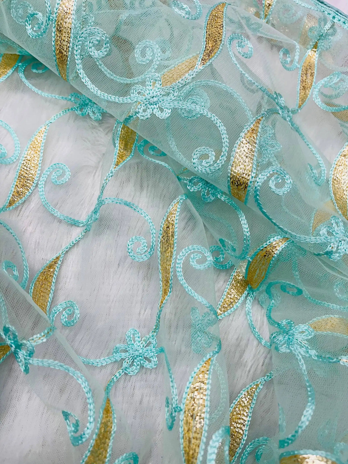 Mint Green Saree border scallop detail – KS375