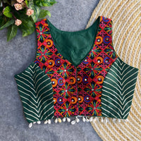 Dark Green Embroidery Work Fox Georgette Blouse