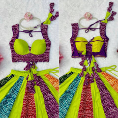multicolor bandhani choli front back detail kalyanja KL190
