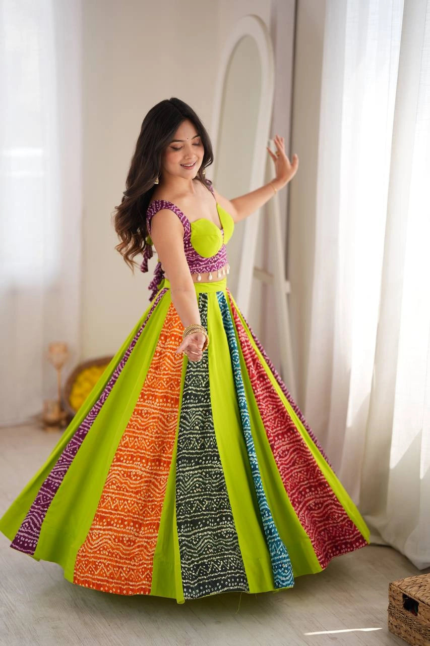multicolor bandhani lehenga navratri garba kalyanja KL190