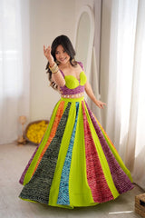 multicolor digital bandhani print lehenga garba dance kalyanja KL190
