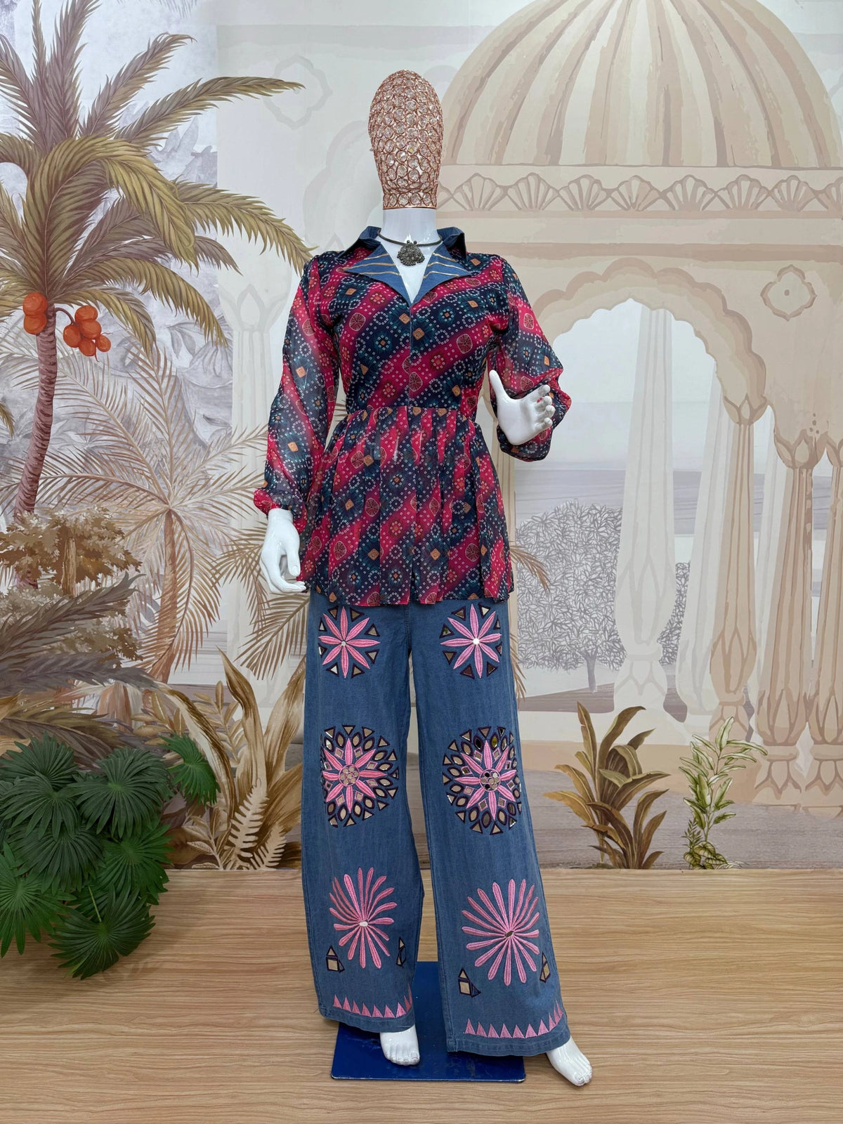 Multicolor Embroidered Coord Set Mannequin Full Length Kalyanja KC15