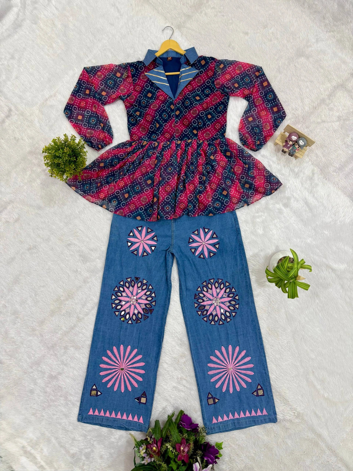 Multicolor Embroidered Coord Set Flat Lay Full View Kalyanja KC15