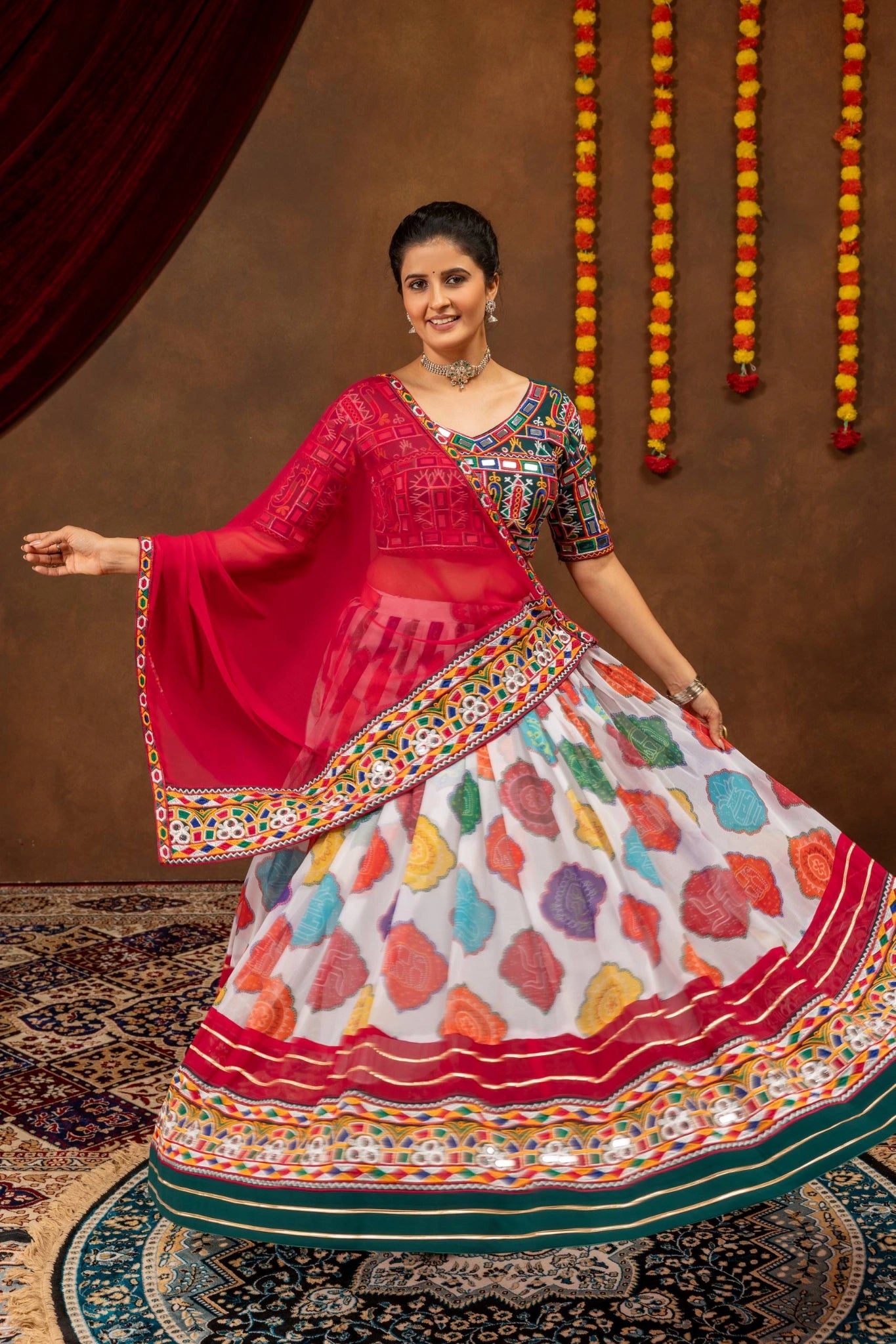 Multicolor Embroidered Lehenga – dancing side flair – KL187 – Kalyanja