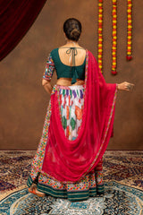 Multicolor Embroidered Lehenga – back view open dori tie-up – KL187 – Kalyanja