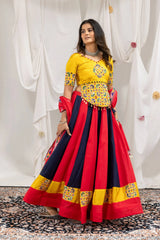 Multicolor Magic Cotton Lehenga flair side pose – Kalyanja KL163