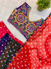 Multicolor Embroidered Lehenga Flat Lay Choli Detail KL178
