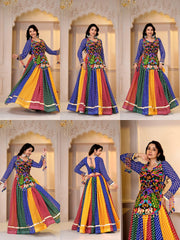 Multicolor Gamthi With Mirror Kodi Work Lehenga Multi Angle View - Kalyanja KL192