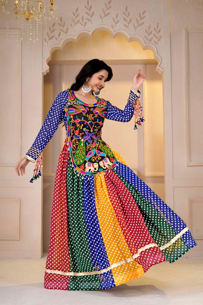 Gamthi Mirror Kodi Work Lehenga Flair Dance Pose - Kalyanja KL192