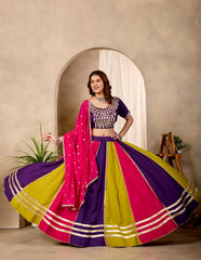 Multicolor Panelled Lehenga 6 Meter Flair Wide Twirl KL177