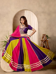 Multicolor Cotton Blend Lehenga Dynamic Twirl Navratri KL177