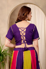 Multicolor Lehenga Back Dori Lace Up Detail Close Up KL177
