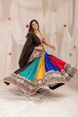 Multicolor Patola Print Mirror Work Lehenga full twirl flair – KL206