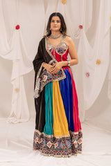 Multicolor Panelled Lehenga full length standing front view – KL206